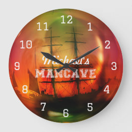 Caribbean Beach Mancave Beer Große Wanduhr