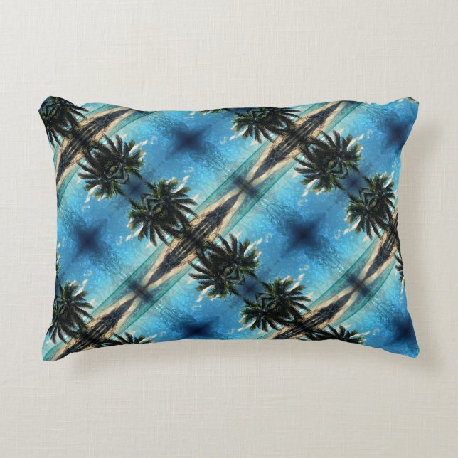 Caribbean Blue Digital Art Fliesen Muster Dekokissen (Vorderseite)
