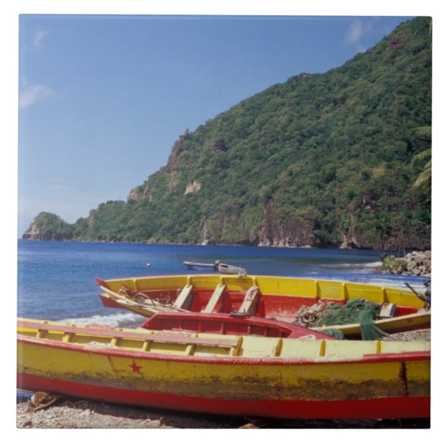 Caribbean, BWI, St. Lucia, Sailboats, Soufriere. Fliese (Vorderseite)