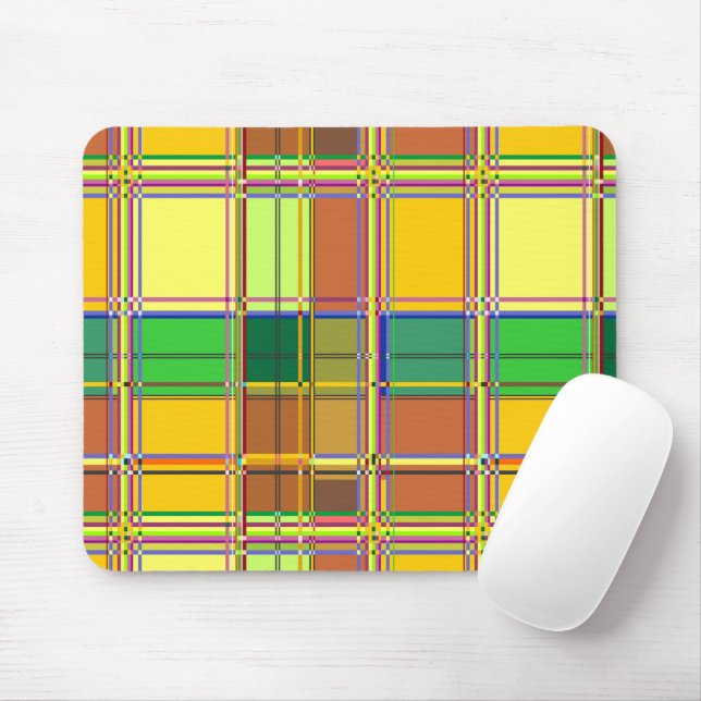 Caribbean Colorful Fabric Madras Tartan Mousepad (Mit Mouse)