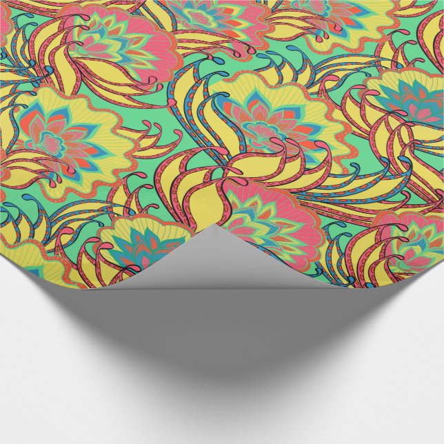 Caribbean Colors Boho Floral Geschenkpapier (Ecke)