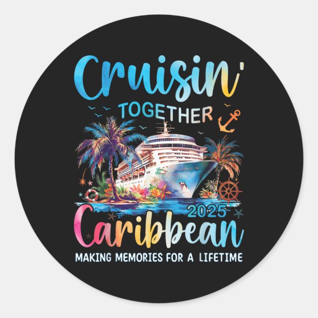Caribbean Cruise Family Vacation 2025 Cruisin’ Tog Runder Aufkleber (Vorderseite)