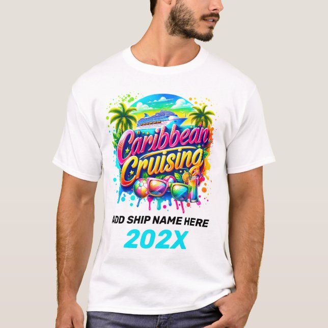 Caribbean Cruise Vacation Shirt Personalisiert (Vorderseite)