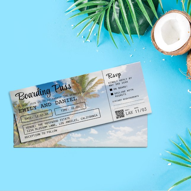 Caribbean Destination Boarding Pass Wedding Einladung (Von Creator hochgeladen)