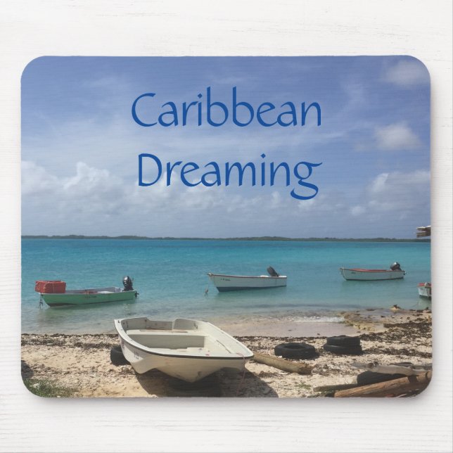 Caribbean Dreaming Bonaire Fishing Boote Ozean Mousepad (Vorne)