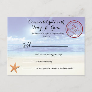 Caribbean Dreamz Hochzeit in Urlaubsort UAWG Postk Einladungspostkarte
