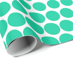Caribbean Green Polka Dot Modern White Geschenkpapier