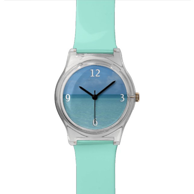 Caribbean Horizon Tropical Turquoise Blue Armbanduhr (Nahaufnahme)