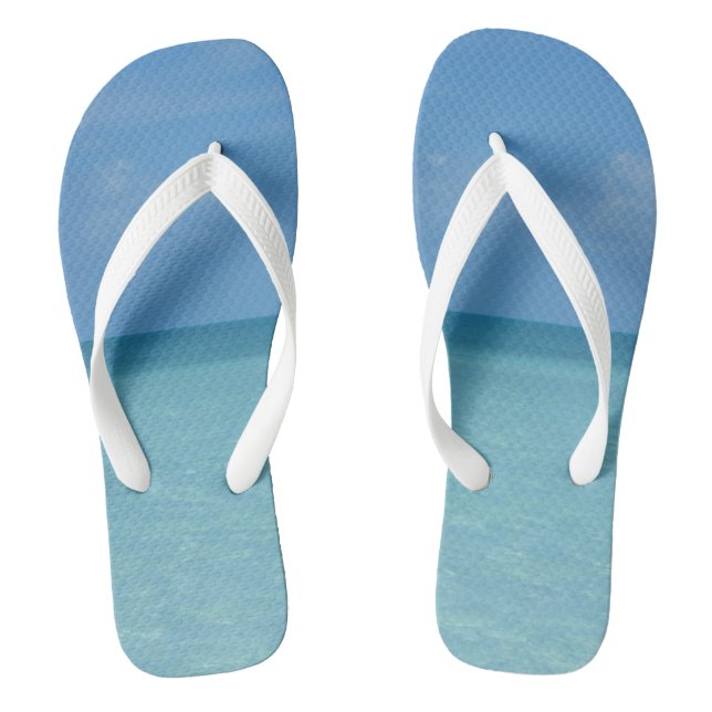 Caribbean Horizon Tropical Turquoise Blue Flip Flops (Fußbett)