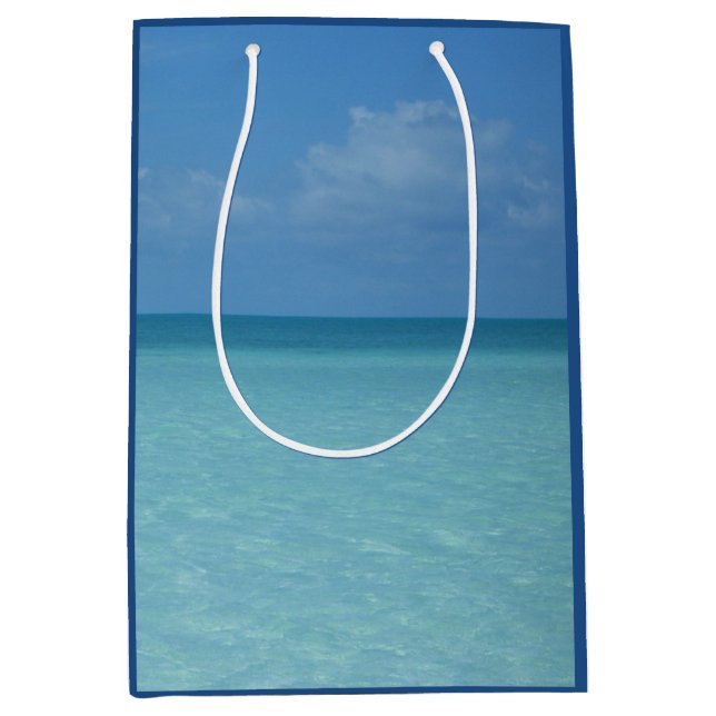 Caribbean Horizon Tropical Turquoise Blue Mittlere Geschenktüte (Vorderseite)