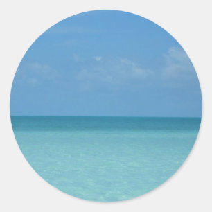 Caribbean Horizon Tropical Turquoise Blue Runder Aufkleber