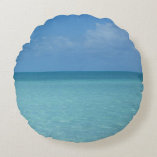 Caribbean Horizon Tropical Turquoise Blue Rundes Kissen