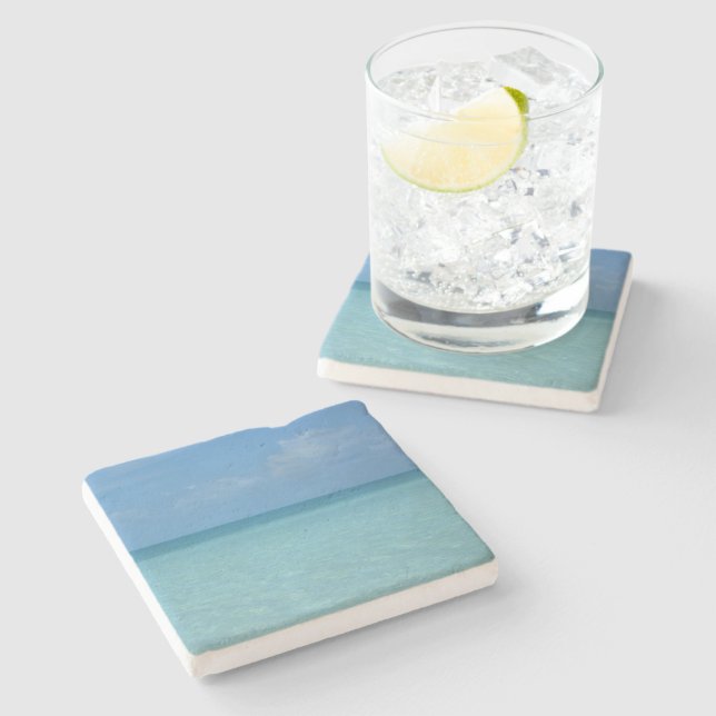 Caribbean Horizon Tropical Turquoise Blue Steinuntersetzer (Seitenansicht)