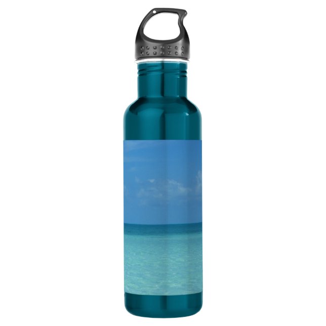 Caribbean Horizon Tropical Turquoise Blue Trinkflasche (Vorderseite)