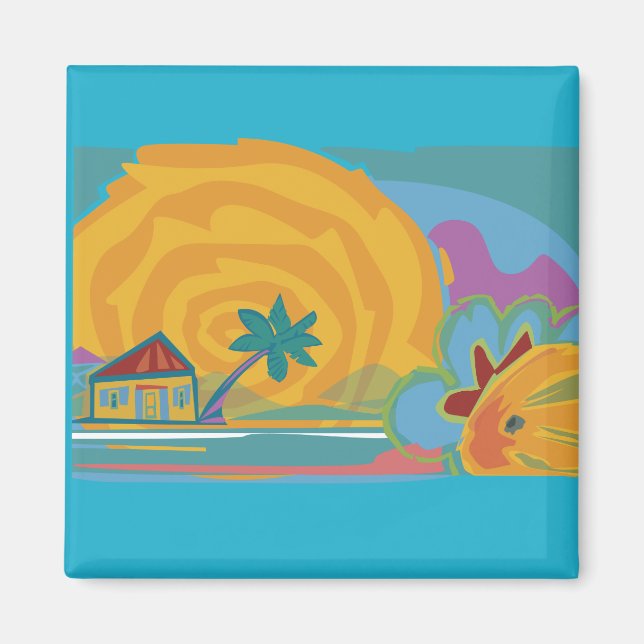 Caribbean Island Sun Magnet (Vorne)
