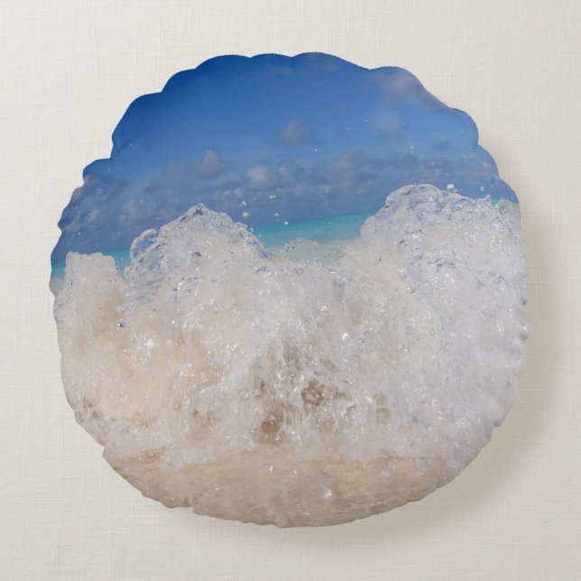 Caribbean Island Wave Liebe 2 Rundes Kissen (Vorderseite)