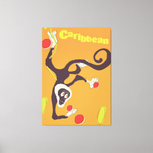 Caribbean Monkey Vintage Reiseplakat Leinwanddruck