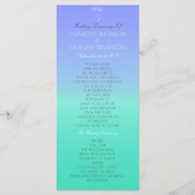 Caribbean Ocean Pastel Ombre Wedding Program Programm (Vorderseite)