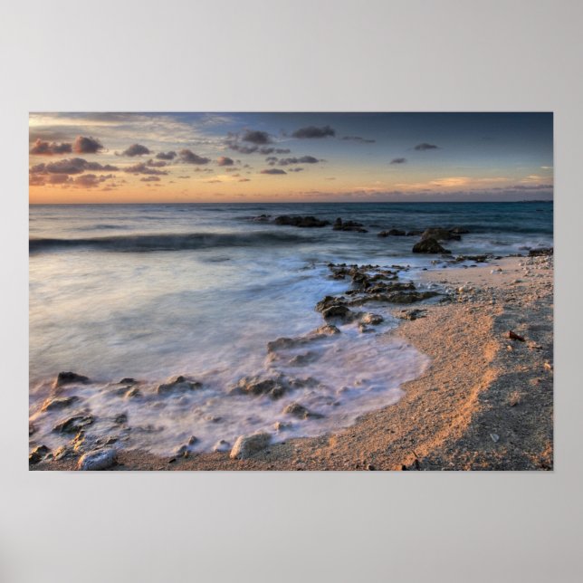Caribbean Sea, Cayman Islands. Crashing waves Poster (Vorne)