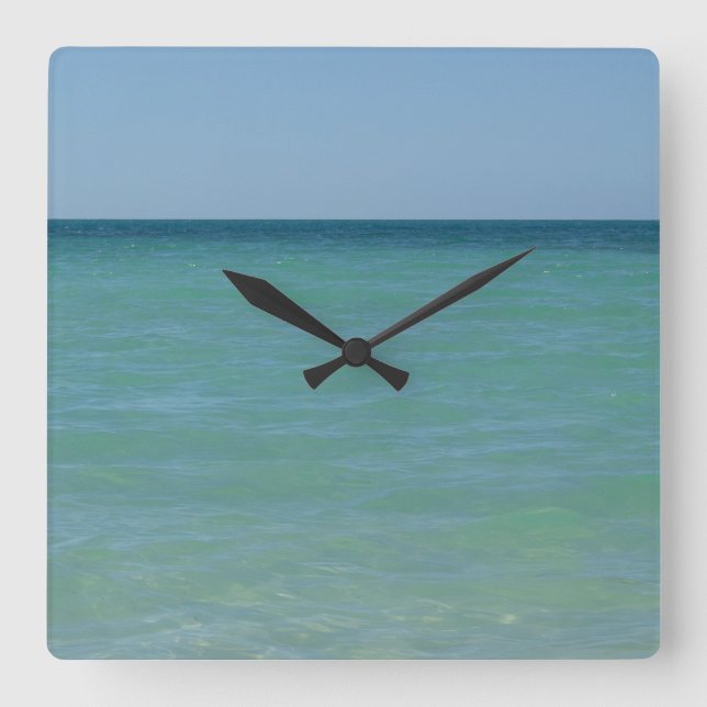 Caribbean Sea Wall Clock Quadratische Wanduhr (Vorderseite)