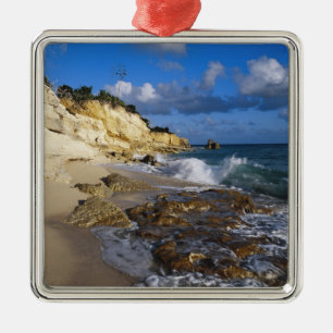 Caribbean, St. Martin, Cliffs am Strand von Cupeco Silbernes Ornament