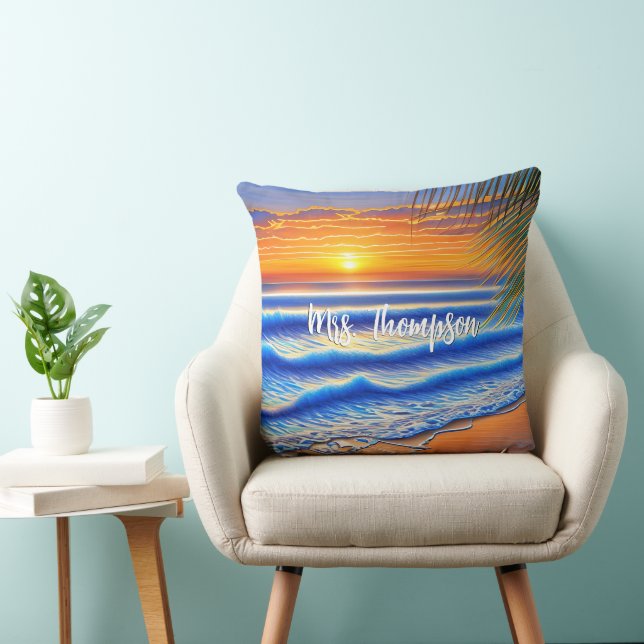Caribbean Sunset mit Personalisiertem Namen Kissen (Stuhl )