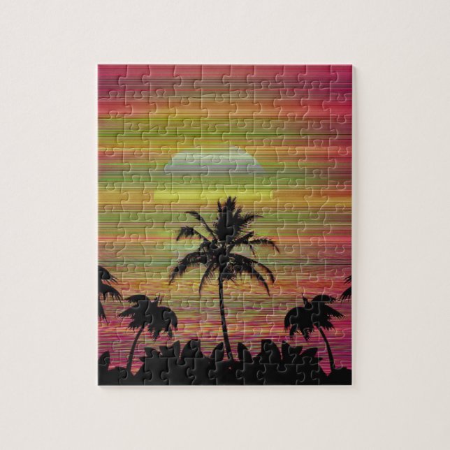 Caribbean Sunset Vaporwave Ästhetische Retro 80er  (Vertikal)