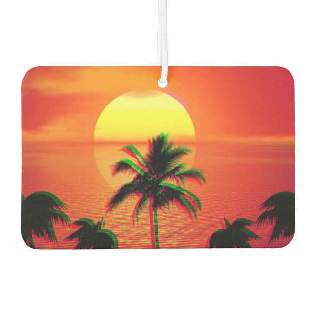 Caribbean Sunset Vaporwave Ästhetische Retro 80er  Autolufterfrischer (Vorderseite)
