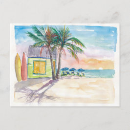 Caribbean Surf Beach Bar Boards und Sunset Postkarte