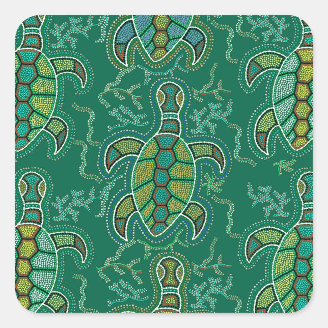 Caribbean Tortuga Quadratischer Aufkleber (Vorderseite)