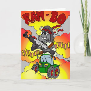 Caricature amusante carte d'anniversaire - Rambo /