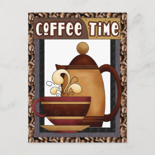Caricature amusante du café Time carte postale