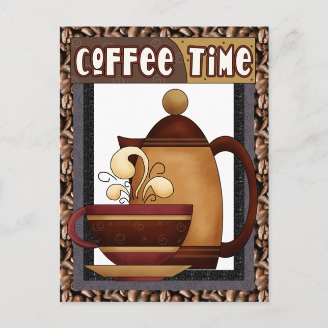 Caricature amusante du café Time carte postale (Devant)