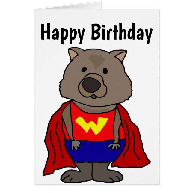 Caricature amusante Wombat Superhero (Devant)