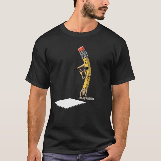 Caricature au crayon nerveux Drôle T-shirt cadeau (Devant)