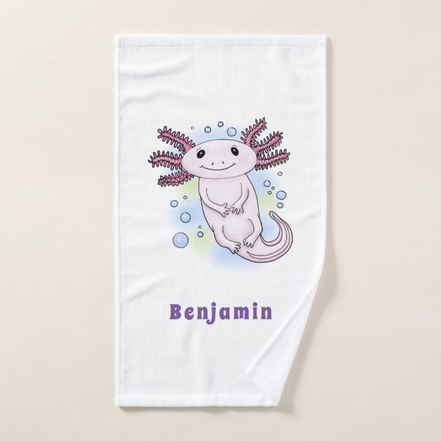 Caricature axolotl rose adorable (Serviette à main)