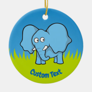 Caricature bleu éléphant ornement céramique