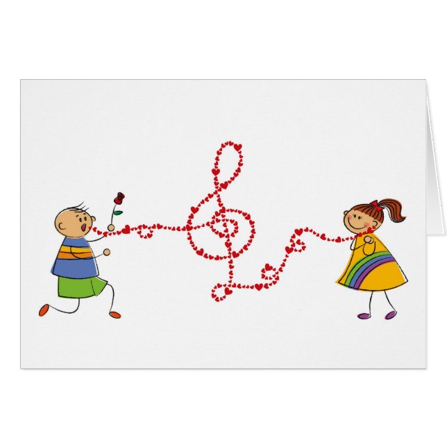 Caricature Boy Girl Cute Love Song Serenade Propos (Devant horizontal)
