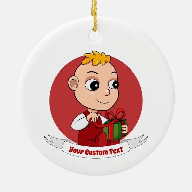 Caricature de bébé Noël en céramique ornement (Dos)