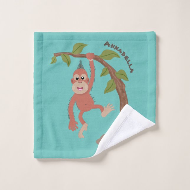 Caricature de bébé orangoutan joyeux (Gant de toilette)