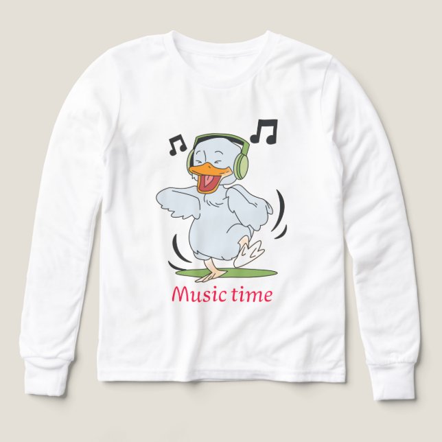 Caricature de canard mignonne avec casque - Musiqu (Motif recto)