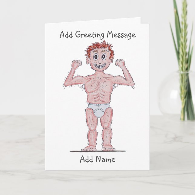Caricature de carte de pose d'homme musclé (Devant)