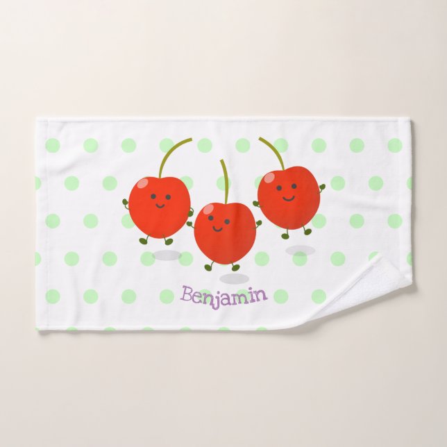 Caricature de cerises rouges à sauter mûr (Serviette à main)