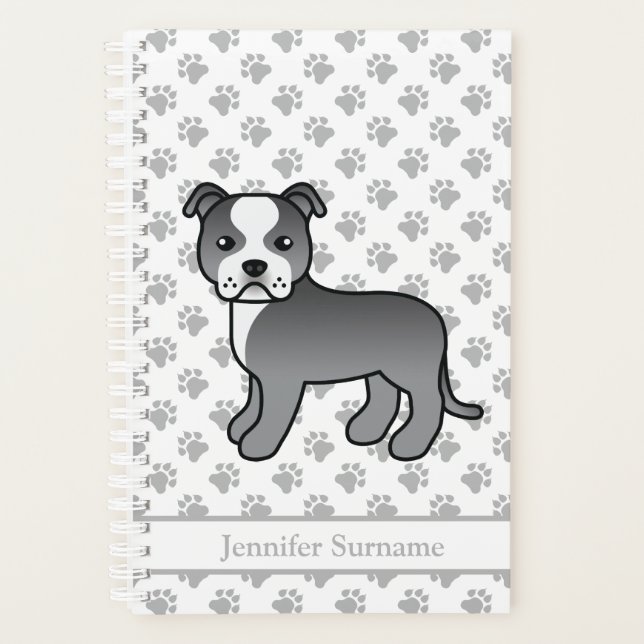 Caricature de chien et de texte en bleu et blanc (Devant)