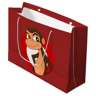 Caricature de chimpanzé grand sac cadeau