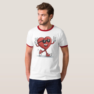Caricature de coeur joyeuse drôle t-shirt