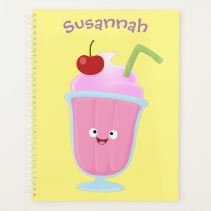 Caricature de crème glacée de fraise mignonne