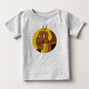 Caricature de dragon orange bébé T-shirt