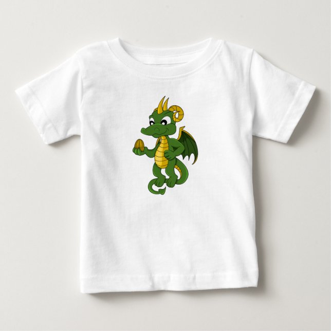 Caricature de dragon vert Baby T-Shirt (Devant)