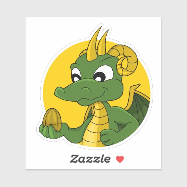 Caricature de dragon vert Custom-Cut Vinyl Sticker (Feuille)